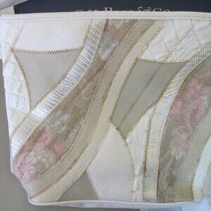 ACCESSORITY WORKS-Multi Color White/Beige/Pink-Flax Leather PVC-Crossbody Purse